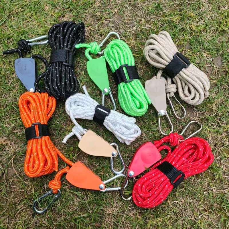 Outdoor pulley regulator, tent fixator, metal lifting pulley, reflective wind rope, thickened canopy umbrella rope manufacturer pic 1