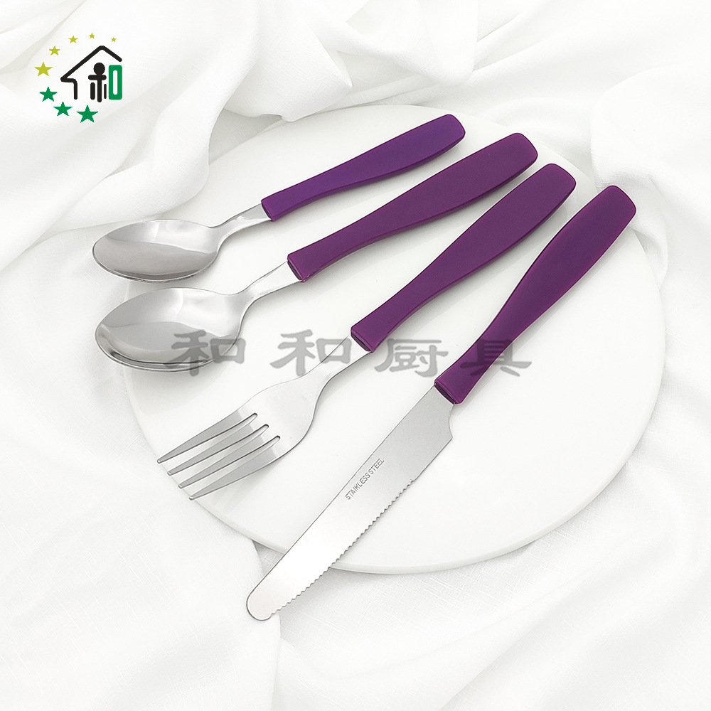 收纳桶塑料手柄西餐牛排餐具不锈钢刀叉勺子24件套装 cutlery set详情35
