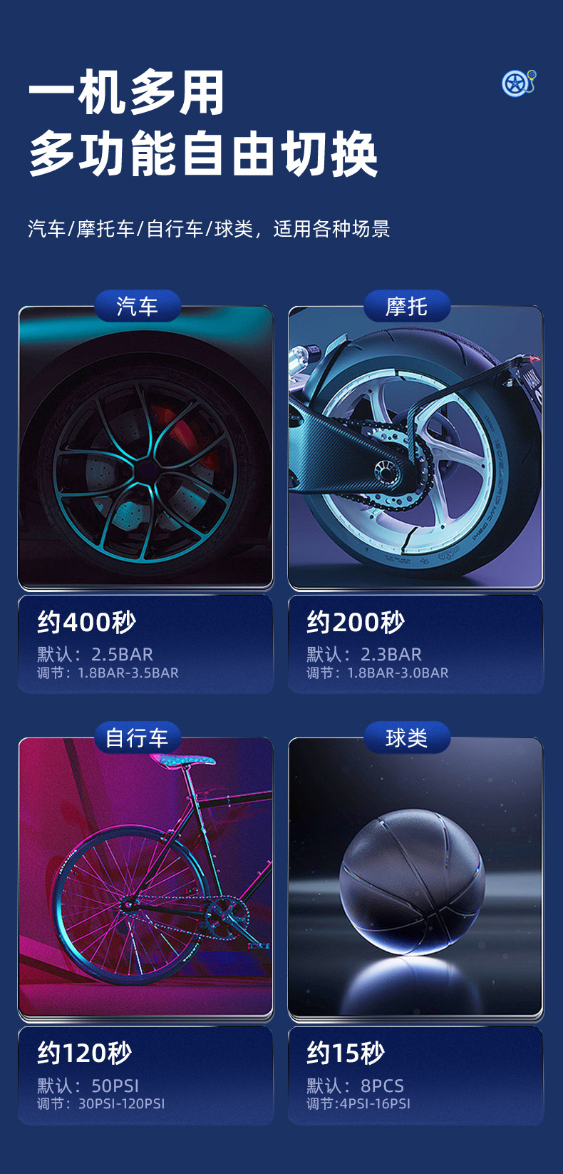 车载充气泵轮胎打气泵迷你电动汽车轮胎打气泵USB充电打气机车用小型无线数显车载充气泵详情8