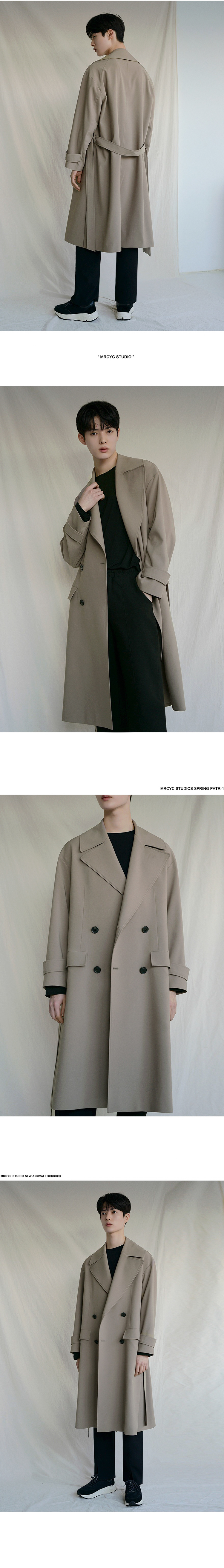 MYQ秋季韩版宽松纯色翻领男士中长款风衣卡其色披风轻熟外套男详情7
