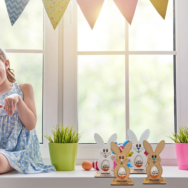 Cross-border new cartoon egg rack, Easter Bunny gift, wooden handicrafts, party decoration, table ornaments pic 14