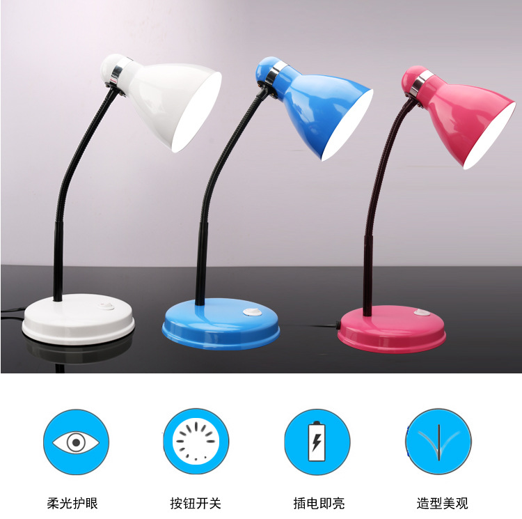 Metal desk lamp, eye-protecting desk, plug-in bedside lamp for college students, replaceable bulb, e27 screw-type old-fashioned lighting lamp pic 2