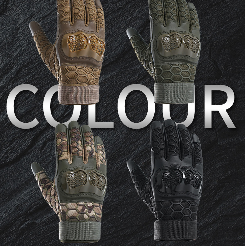 摩托车手套机车越野防摔关节防护耐磨防滑五指触屏战术骑行皮手套详情6