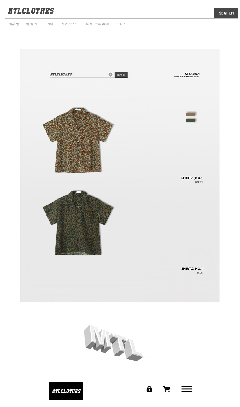 MTLCLOTHES男装|2023夏款新品复古碎花韩版宽松休闲短袖衬衣详情3