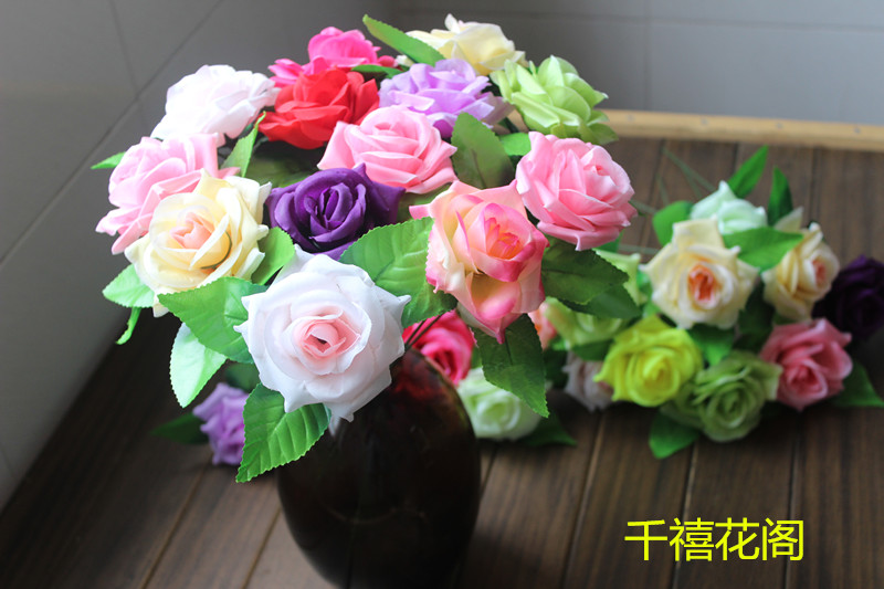 仿真花玫瑰花朵假花装饰仿真玫瑰花朵花球花墙插花花头材料绢花头详情73