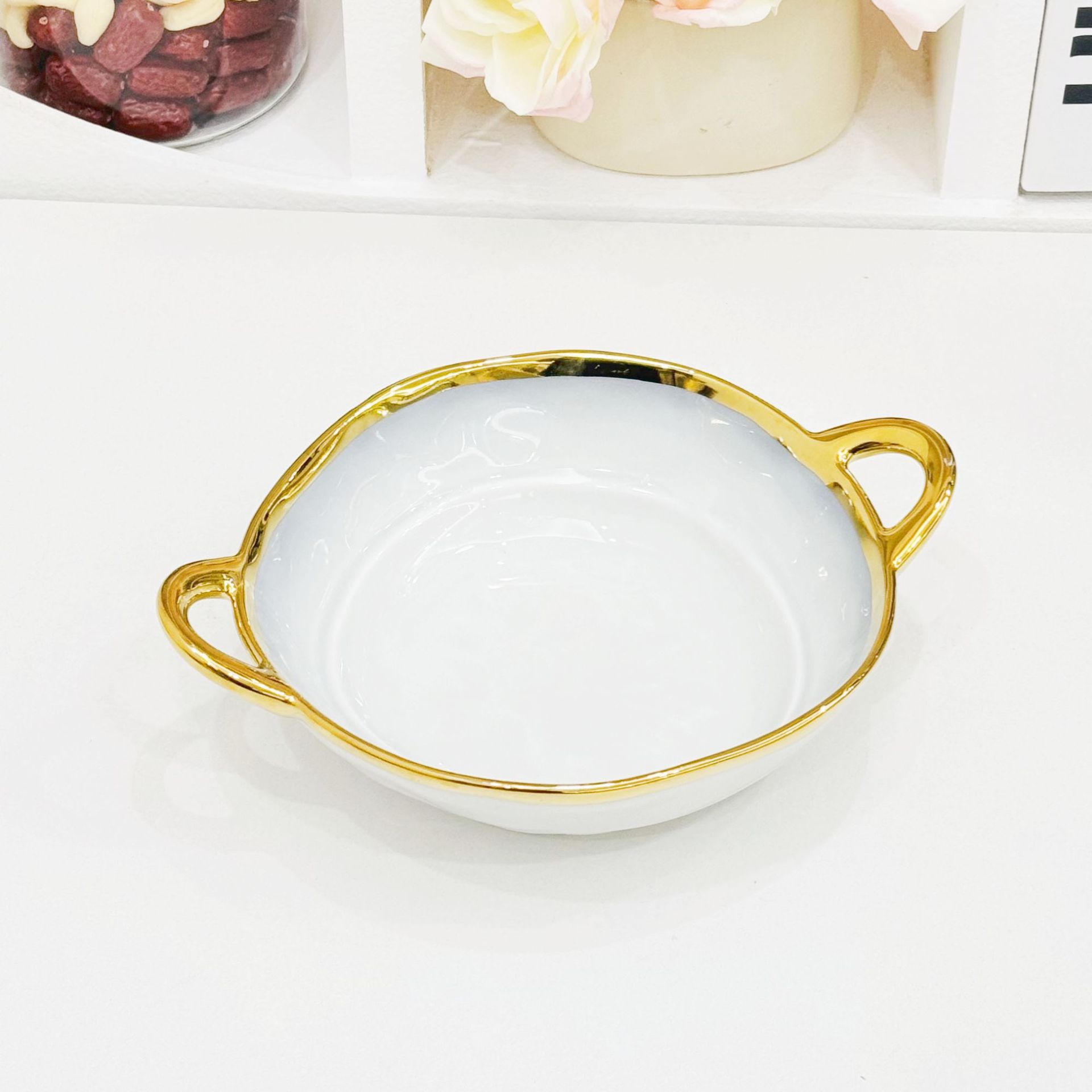 A set of household light luxury and high-end printed bowls, bone China 2024 new style, beautiful ceramic bowls, plates, bowls and tableware pic 15