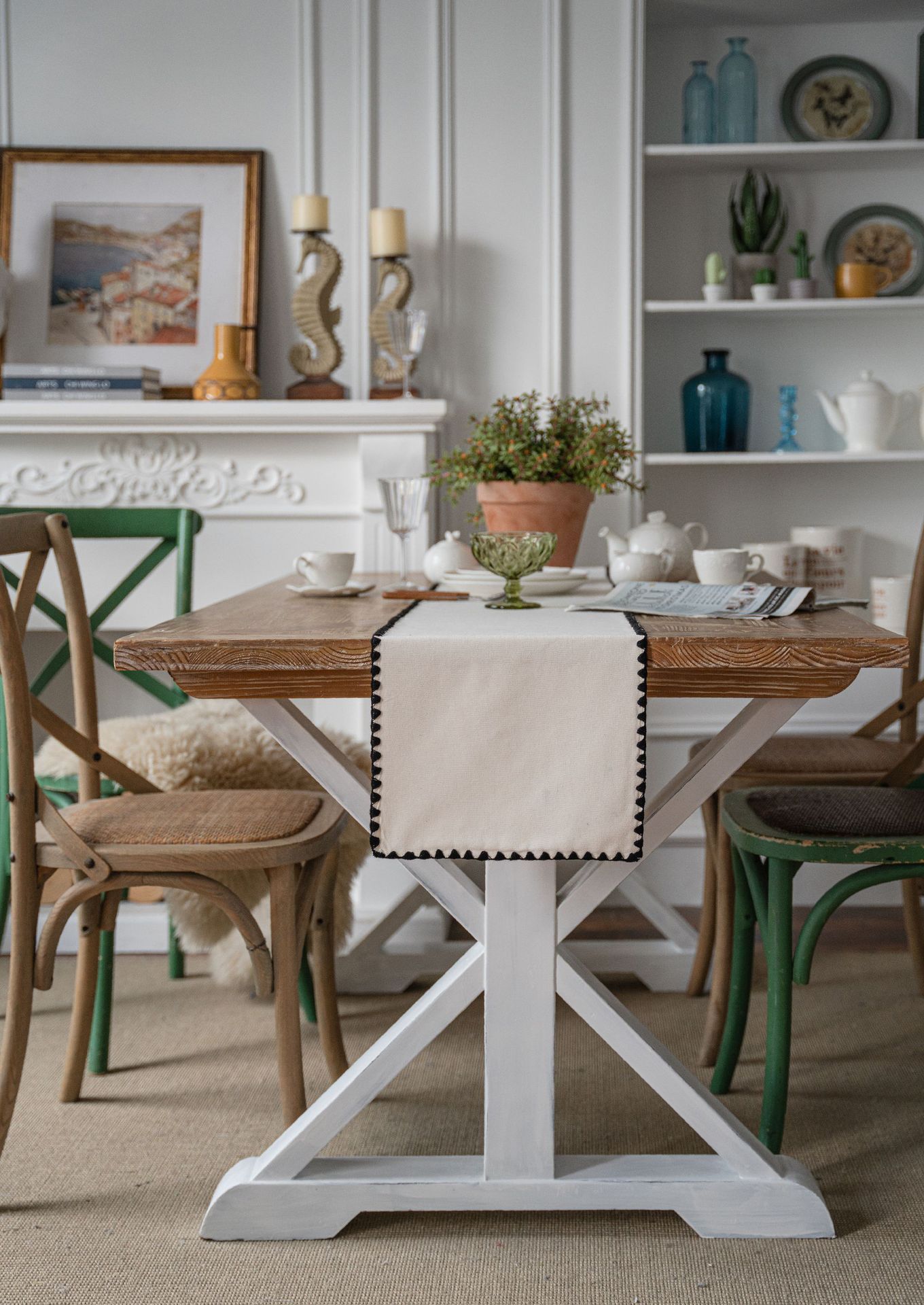 伊缦琪韵素色绣花桌旗茶几美式乡村简约茶几电视柜工厂直供详情8