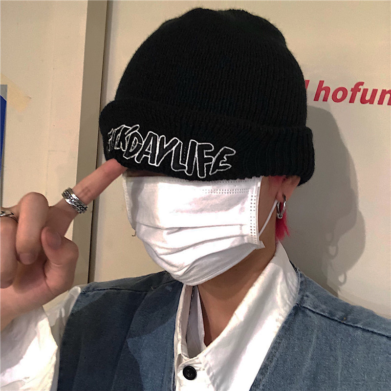 OOTDstudio韩国ins超火复古刺绣字母嘻哈针织潮流帽子冷帽男女潮详情7