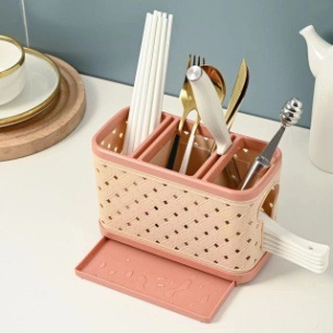 Simple kitchen draining chopstick cage plastic 筷笼 double row chopstick holder pic 6