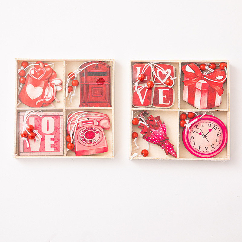 跨境新品情人节木质装饰品挂件 爱心情人节派对场景布置悬挂装饰详情3