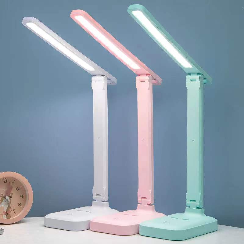 USB charging eye-protecting desk lamp, study lamp, three-source folding LED battery, free logo gift advertisement pic 1