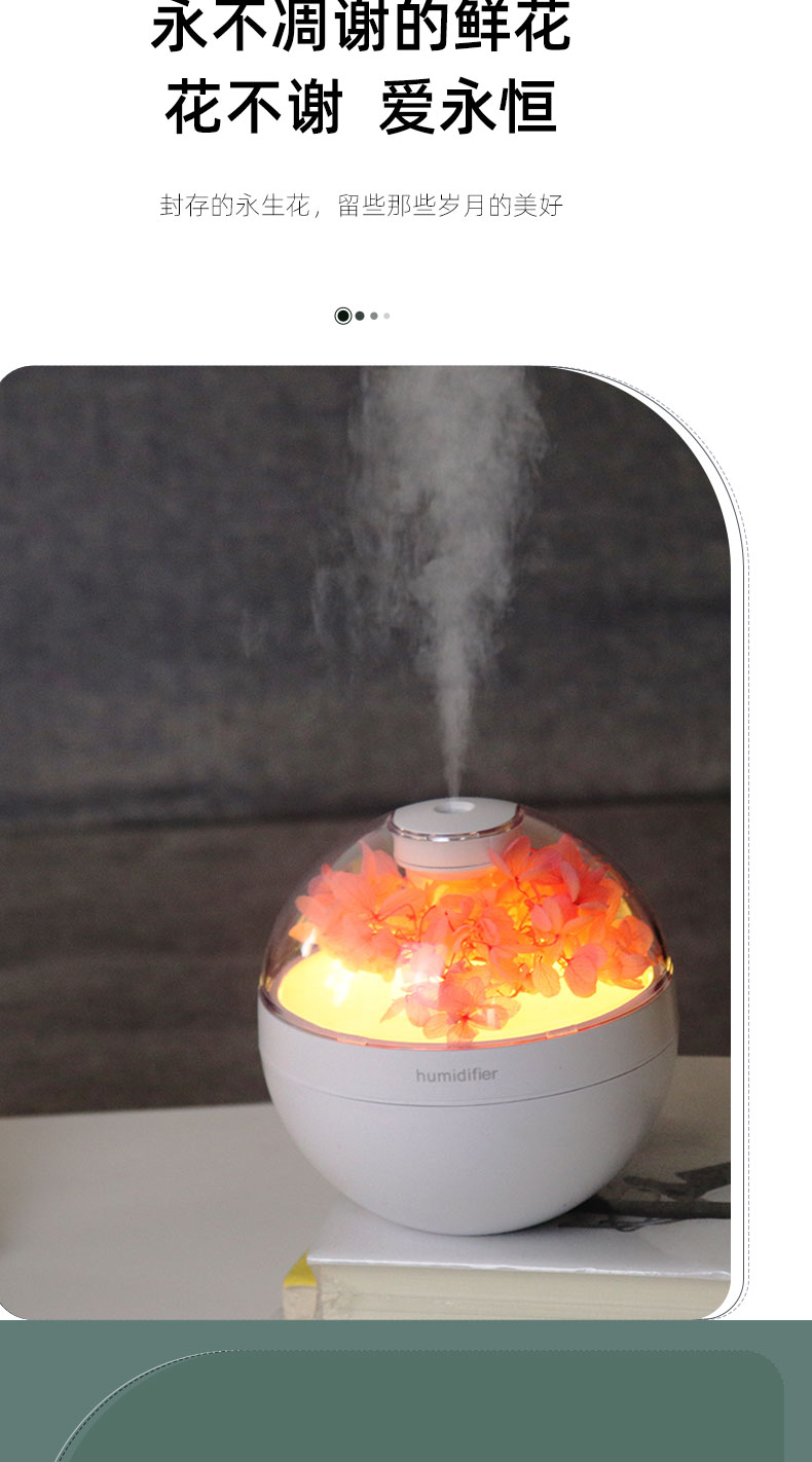 厂家热销HOLDMAY候美 永生花香薰机加湿器七彩香薰灯光添加精油详情6