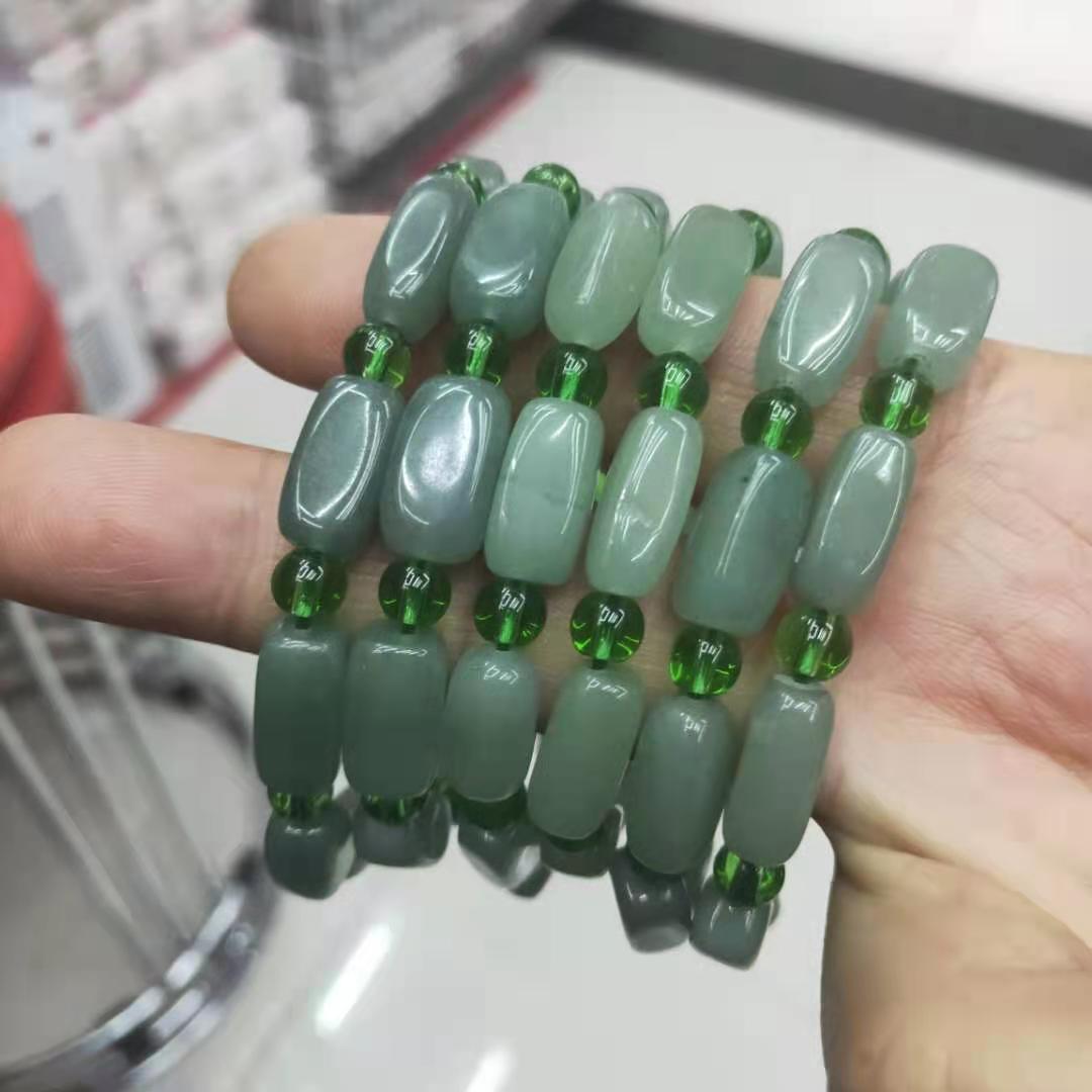 Factory wholesale of natural Dongling jade rectangular irregular combination bracelets, diy green Dongling bracelet jewelry and accessories pic 4