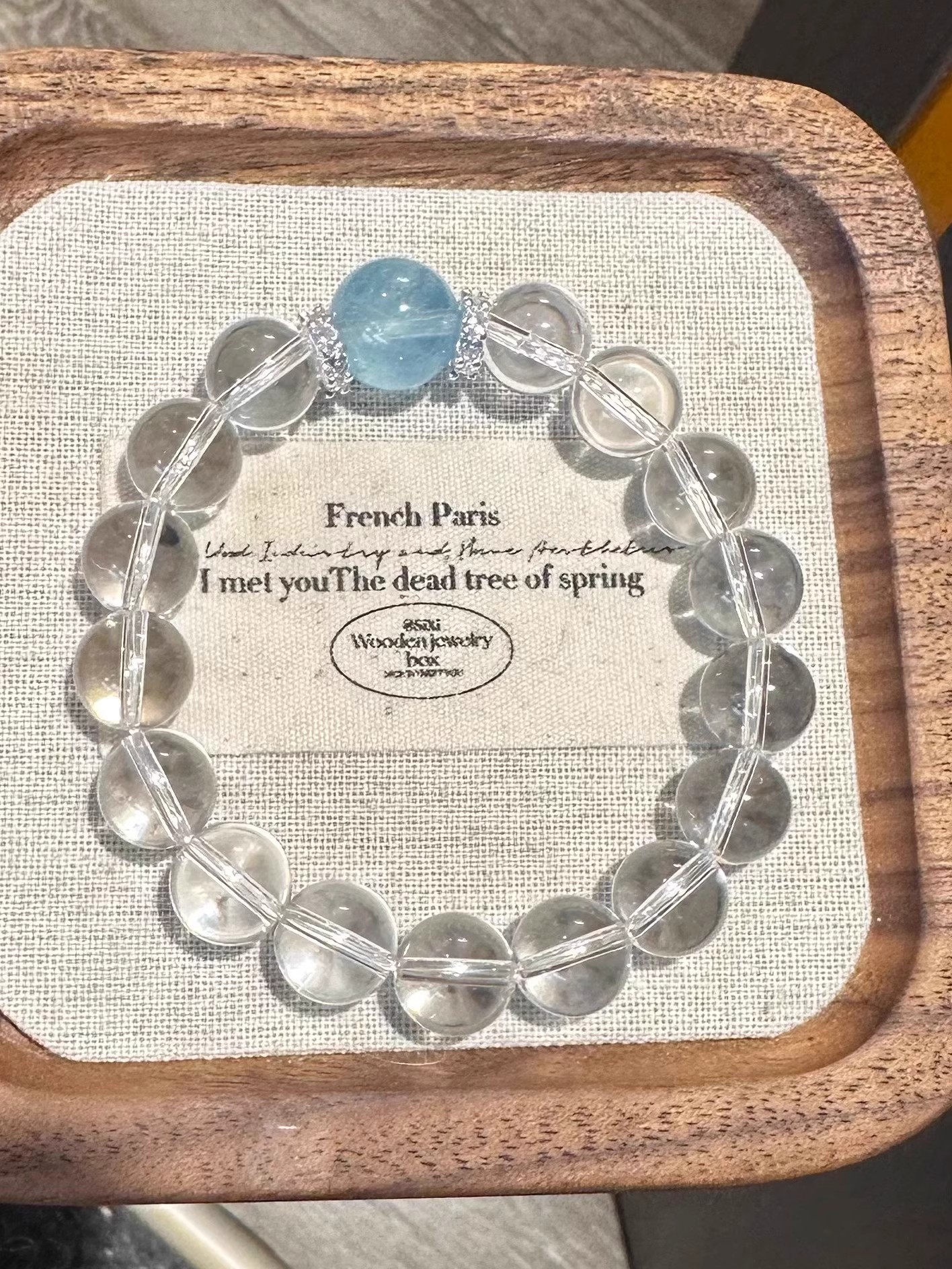 轻奢高级白水晶海蓝宝手链手工串珠小众爆款简约手饰民族风不掉色详情4