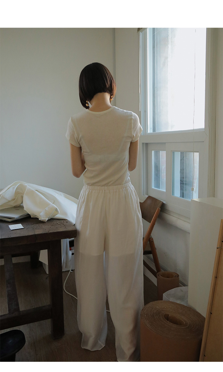 Simple and comfortable, zero-pressure, skin-friendly Tencel wool drape T-shirt, round-neck slim short-sleeved top 00113 pic 32