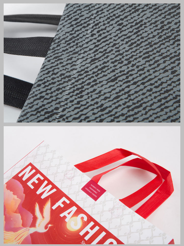 Wholesale of large-sized laminated non-woven fabric bags with logo printing for clothing stores, thickened three-dimensional bags and handbags pic 18
