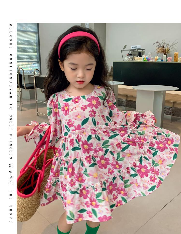 图图小象女童秋季童装儿童韩版碎花连衣裙洋气针织开衫宝宝套装详情52