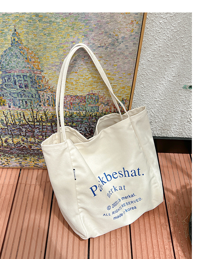 外贸潮流女包 布包新款韩版时尚简约单肩包 字母印花文艺托特包详情25