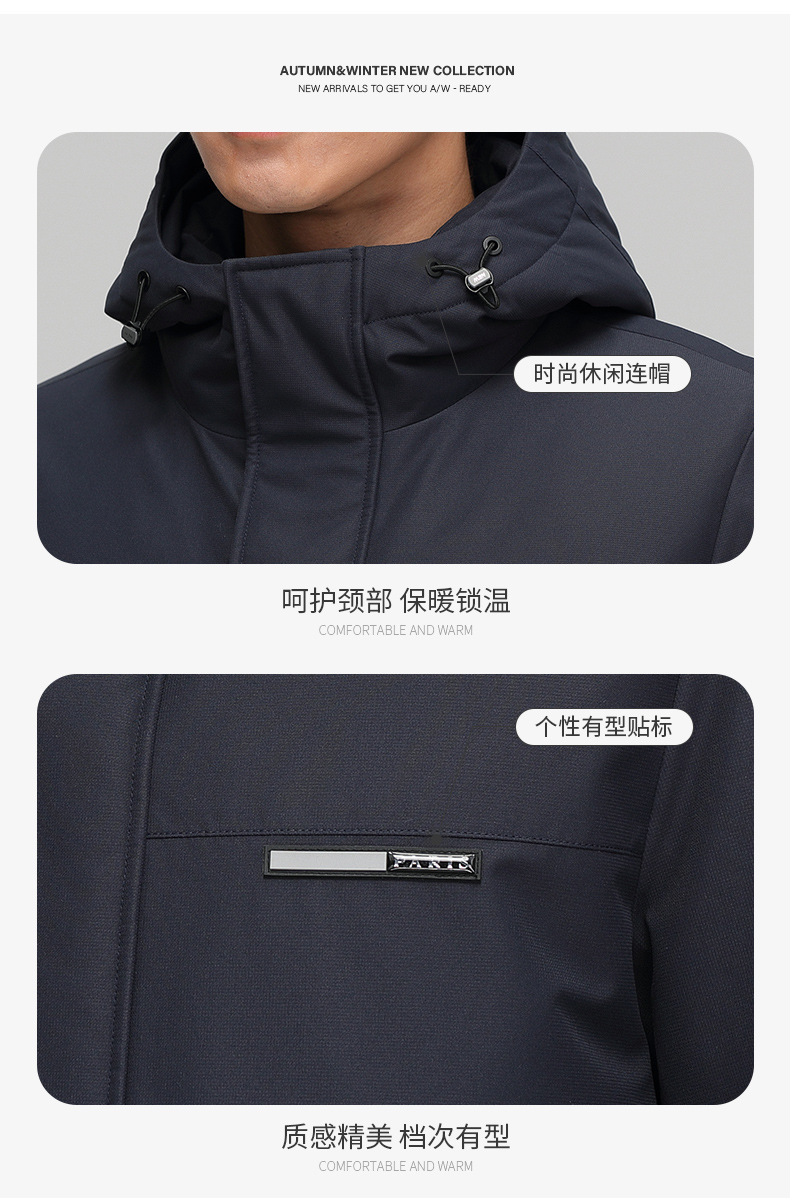 羽绒服男中长款90鹅绒潮牌外套2022冬新款商务加厚可拆内胆工装服详情7