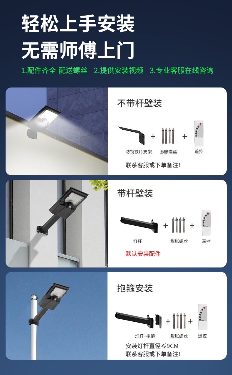 太阳能户外一体化太阳能人体感应路灯防水家用室外庭院太阳能路灯详情10