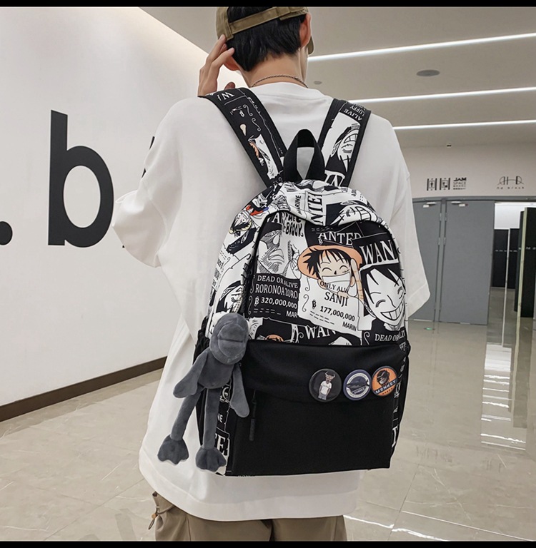 2023新款书包大容量时尚百搭双肩包初高中生情侣简约校园风双肩包详情18