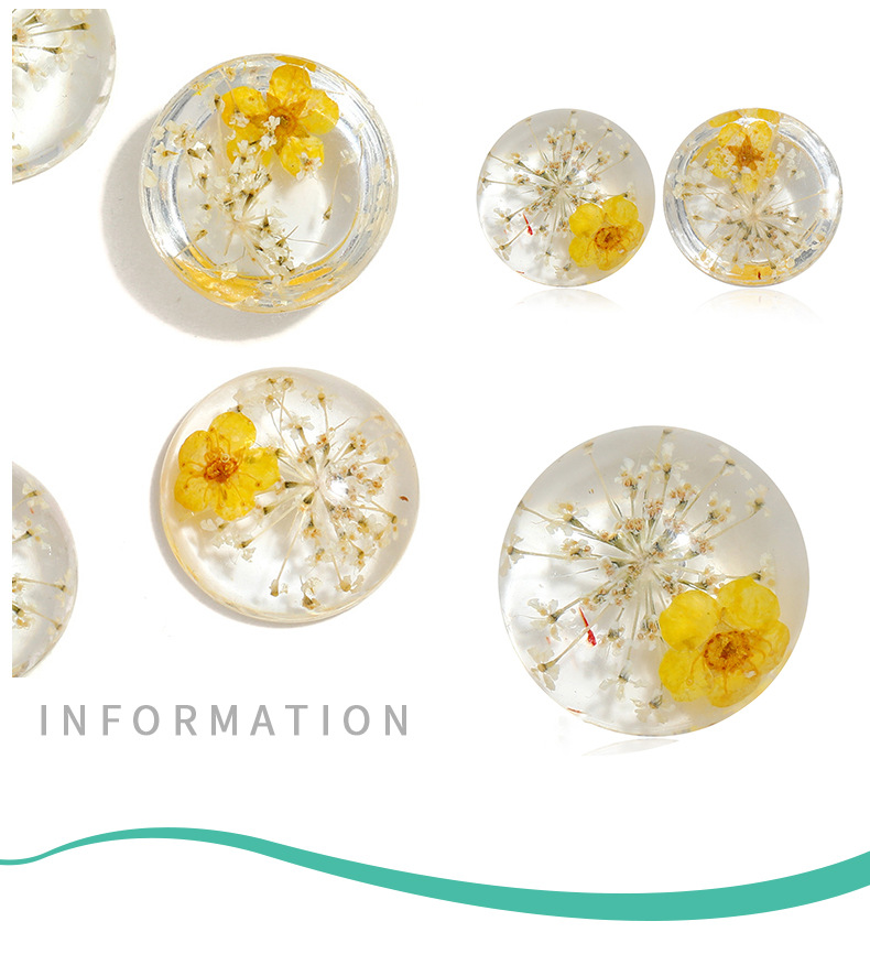 Xiaoyi jewelry Accessories, creative and fashionable built-in dried flower round resin diamond, Japanese and Korean style accessories wholesale pic 11
