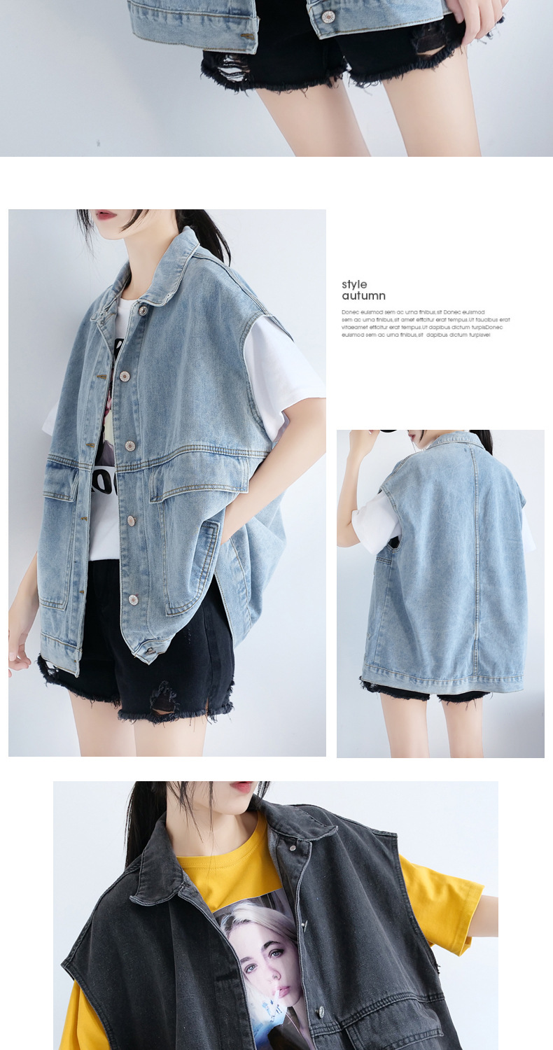 The Spring and Autumn trendy denim vest for women is a loose European-style outerwear that goes well with all kinds of outfits. The Korean-style sleeveless vest work jacket is trendy on Instagram pic 6