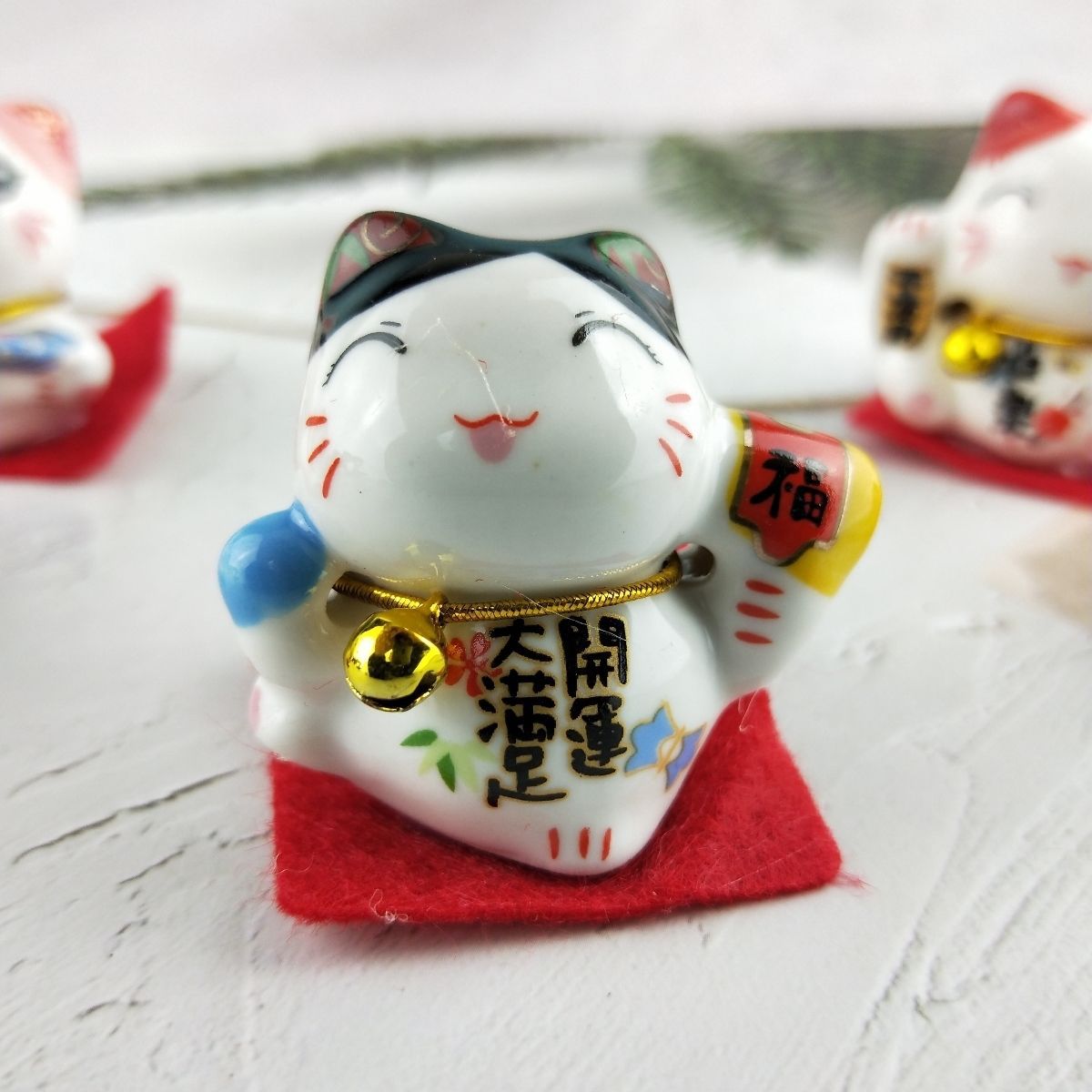 五福猫元气猫五福陶瓷招财猫汽车摆件创意工艺品地摊货源详情9