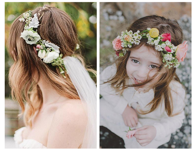 New large flower garland, Bohemian faux fabric bridal and bridesmaid headbands, headwear and hair accessories from Europe and America pic 12
