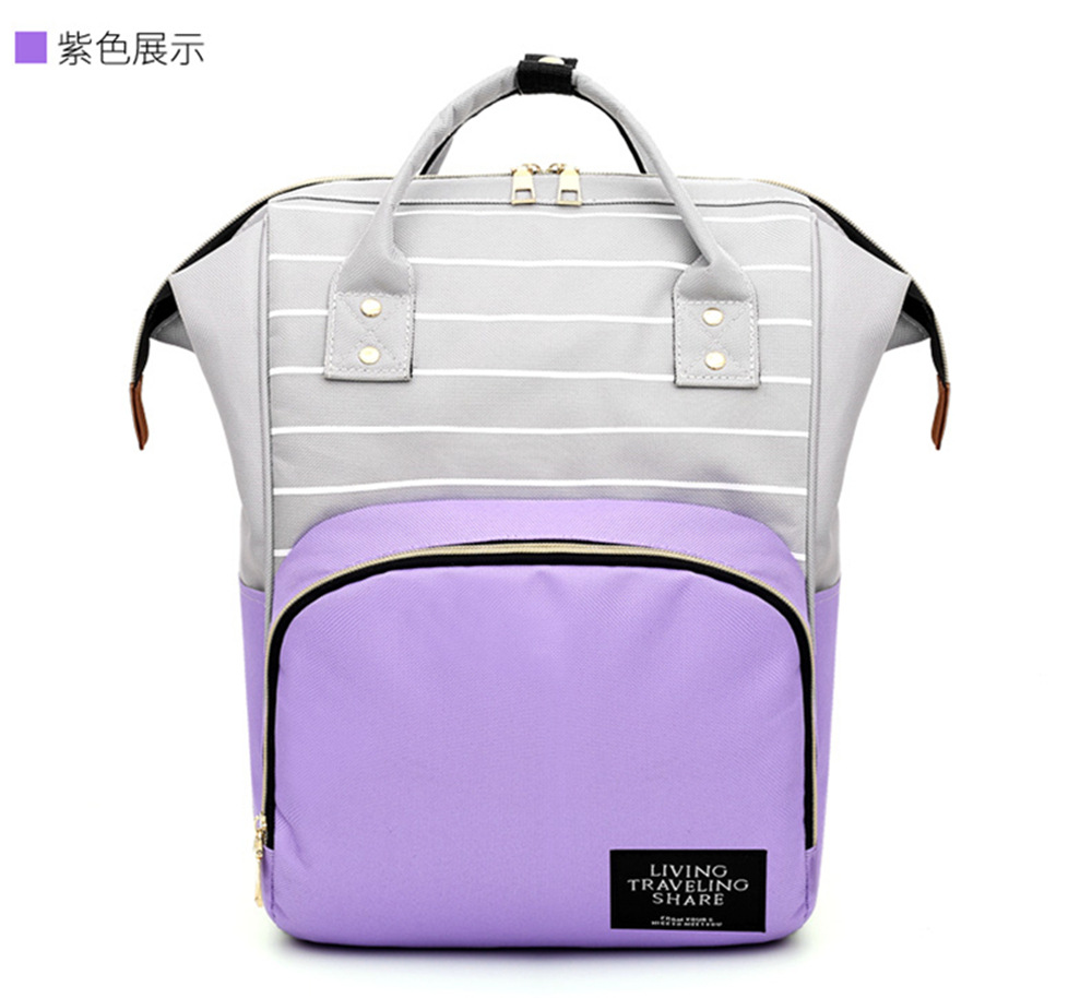 时尚印花条纹双肩妈咪包大容量多功能户外母婴包韩版尿布包背包详情21