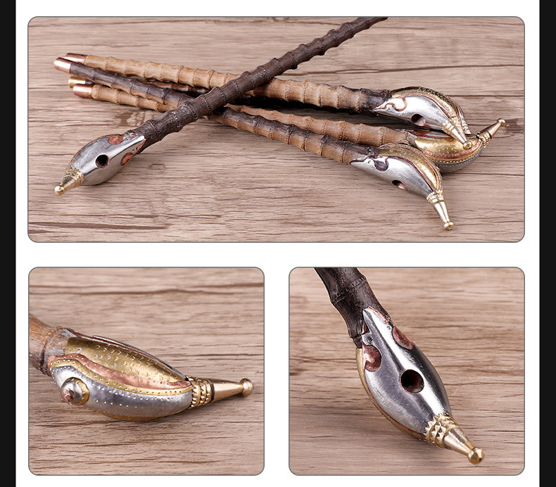 木香中式檀木老式长烟杆烟筒实木旱烟斗烟袋锅传统手工仿竹子烟枪详情16