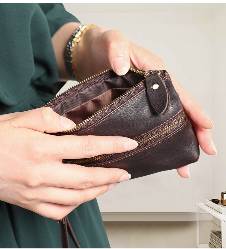 跨境疯马皮钥匙包多功能零钱包复古真皮汽车钥匙包门用车用钥匙包详情30