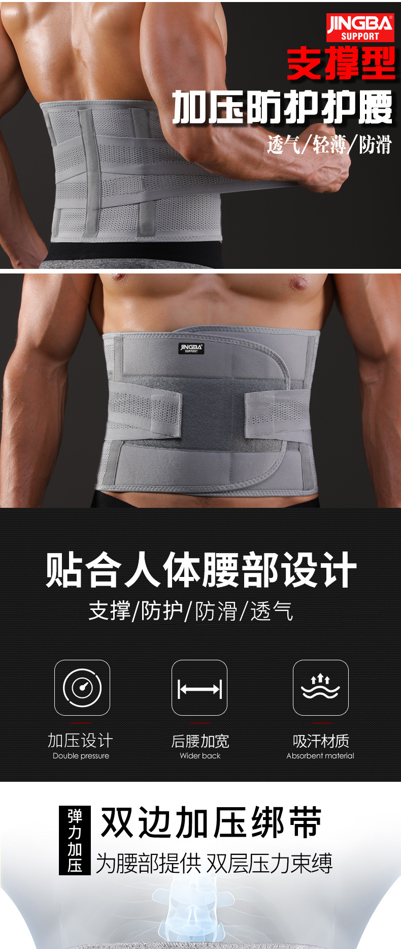 JINGBA SUPPORT Lumbar support, compression lumbar support, weightlifting, fitness, running and basketball protective gear pic 2