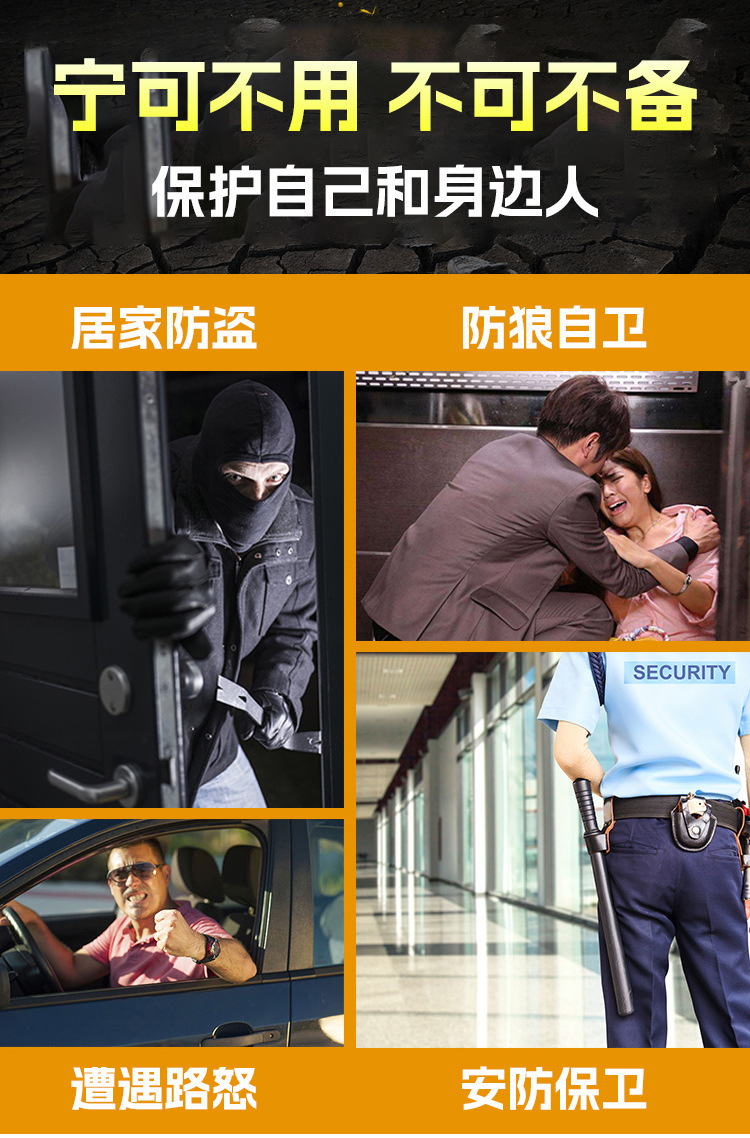 Self-defense flashlight, multi-functional high-intensity baseball bat flashlight, outdoor patrol security flashlight, USB charging flashlight pic 3
