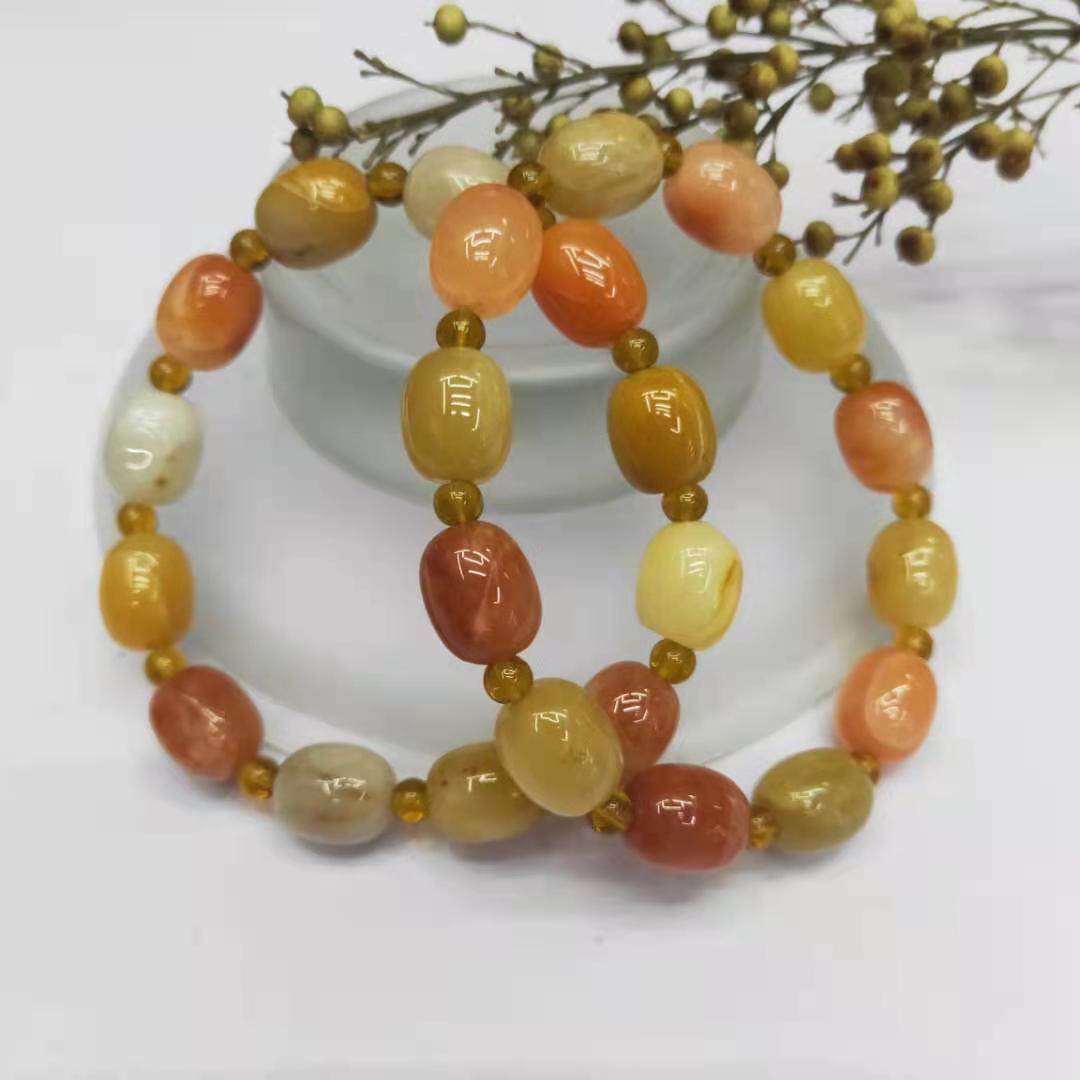 Jewelry and accessories Xinjiang golden thread jade drum bead and jujube bead combination bracelet diy Buddhist prayer bead bracelet manufacturer wholesale factory price pic 3