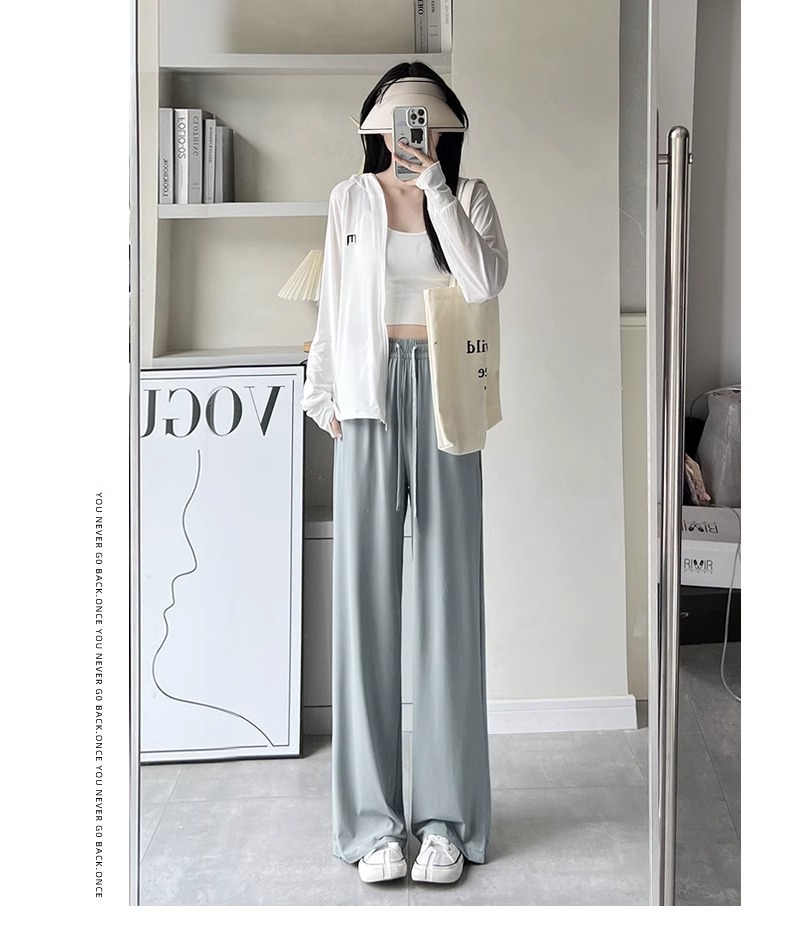 upf50+直筒防晒裤女春夏新款冰丝凉感锦纶休闲裤透气垂感阔腿长裤详情21