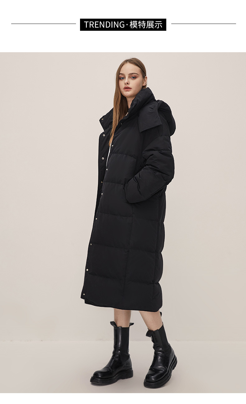 Jiazehua 2022 New 90-down quilt style down jacket for women, knee-length, loose, thick and hooded, warm for women pic 17