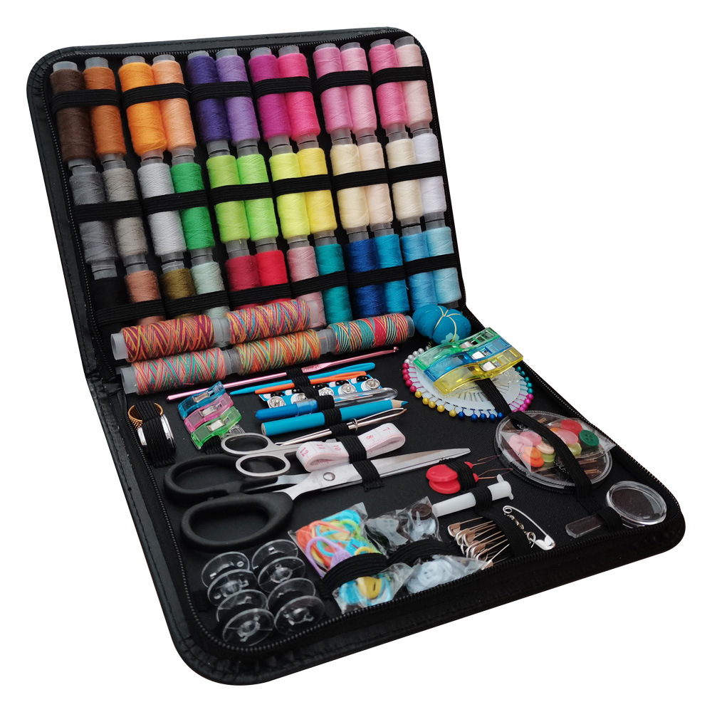 E-commerce 206-piece set of hand-stitched bag, black sewing bag, leather sewing bag, portable sewing set pic 14