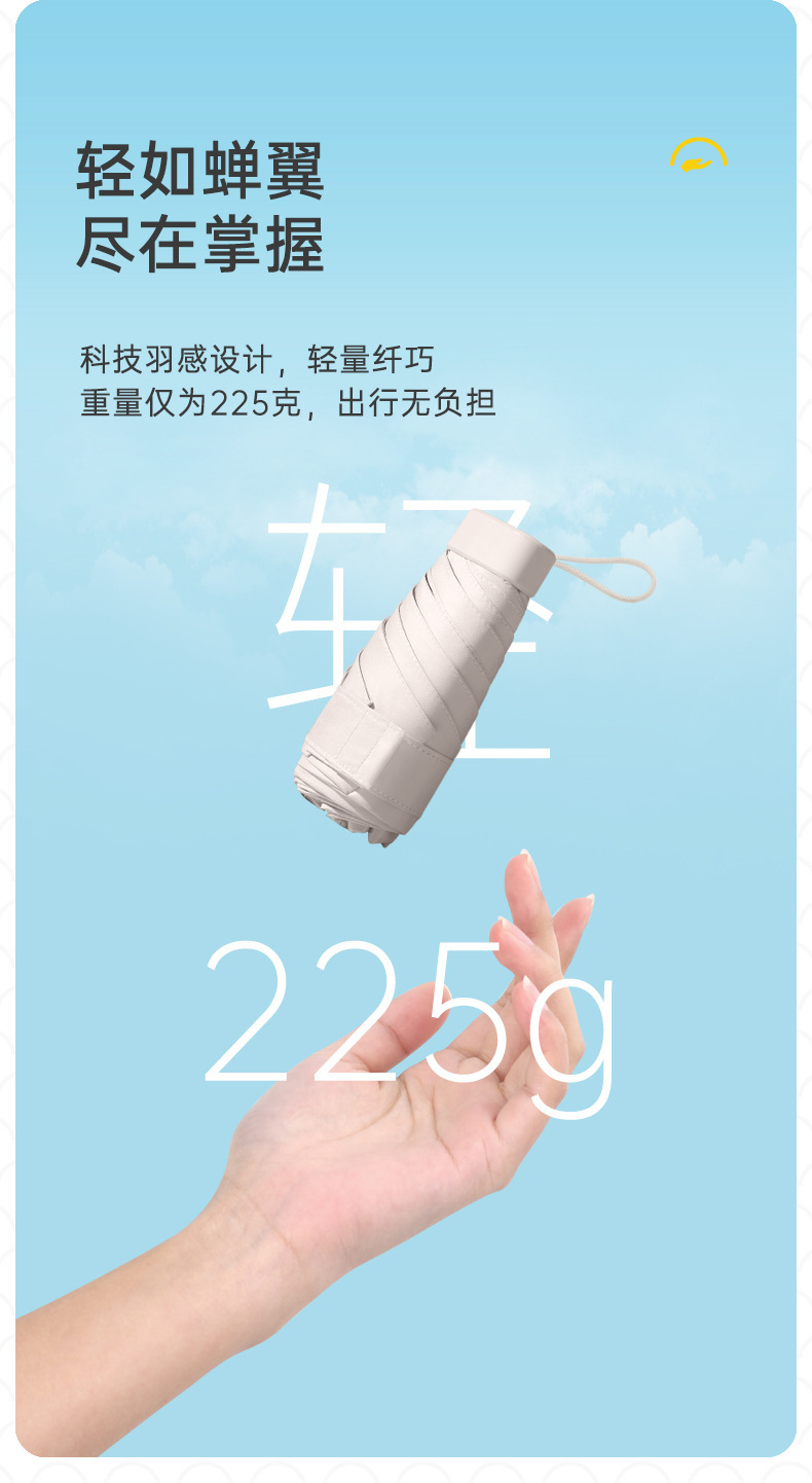 Ultra-light pocket five-fold umbrella, sunshade, sun protection, UV protection, small and portable custom advertising umbrella, folding pic 34