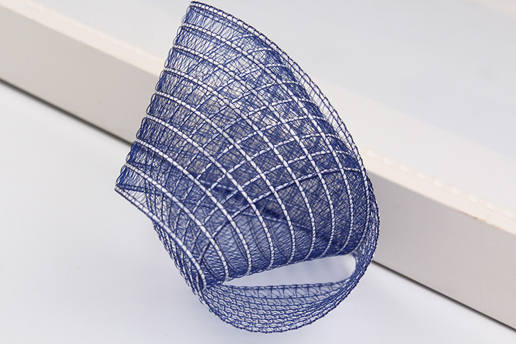 Dingxin Ribbon Wholesale: White line striped hollowed-out fish thread ribbons, DIY handcrafted bow ribbons, headwear, mesh ribbons pic 6