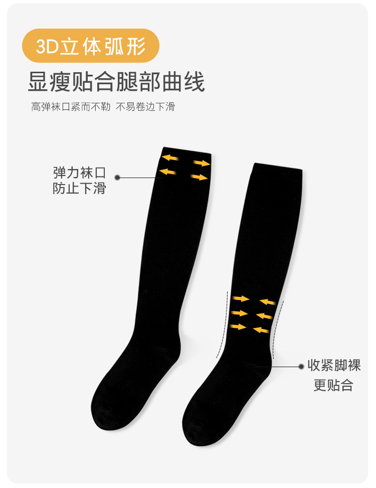 HENNY RUE 2021 Segmented Pressure Slimming Leica Cotton Calf Socks pic 3
