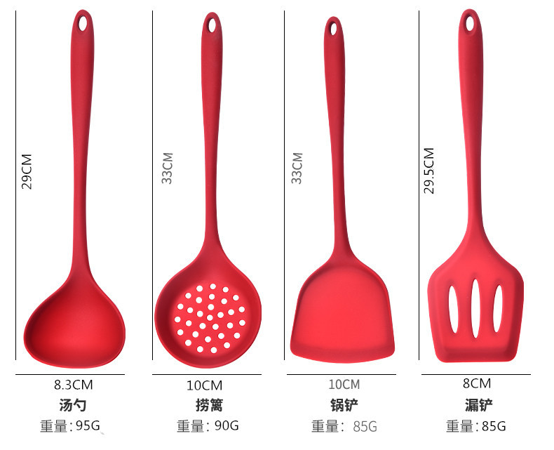 硅胶锅铲中华铲耐高温不粘锅硅胶勺铲套装汤勺漏勺烹饪厨具五件套详情7