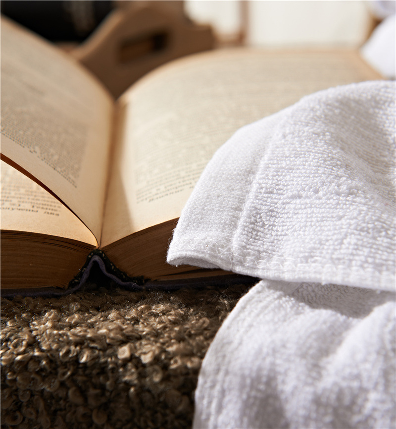 Factory supply of 16-count spiral plain woven pure cotton hotel towels, beauty salon bath towels, hotel and homestay wholesale square towels pic 9