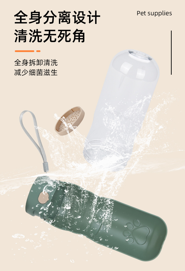 Large-capacity pet outdoor water bottle, foldable portable dog drinking cup, detachable segmented integrated water dispenser pic 7