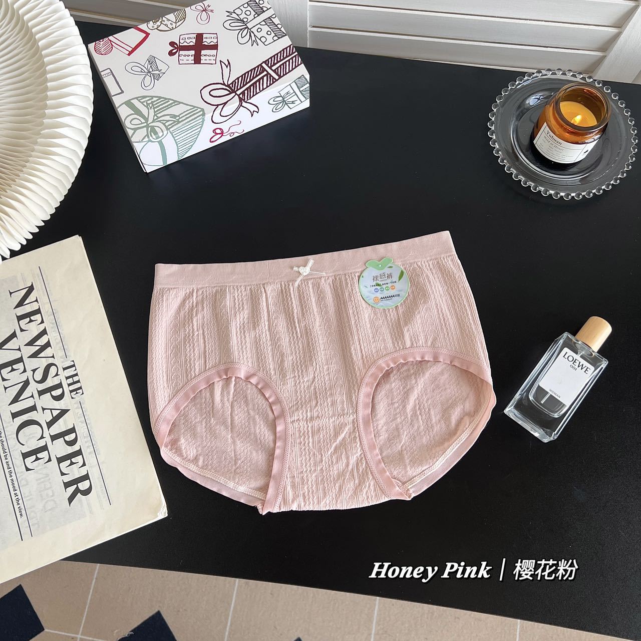 新款7A蚕丝底裆女士内裤蕾丝透气中腰提臀防走光三角裤女收腹无缝详情28