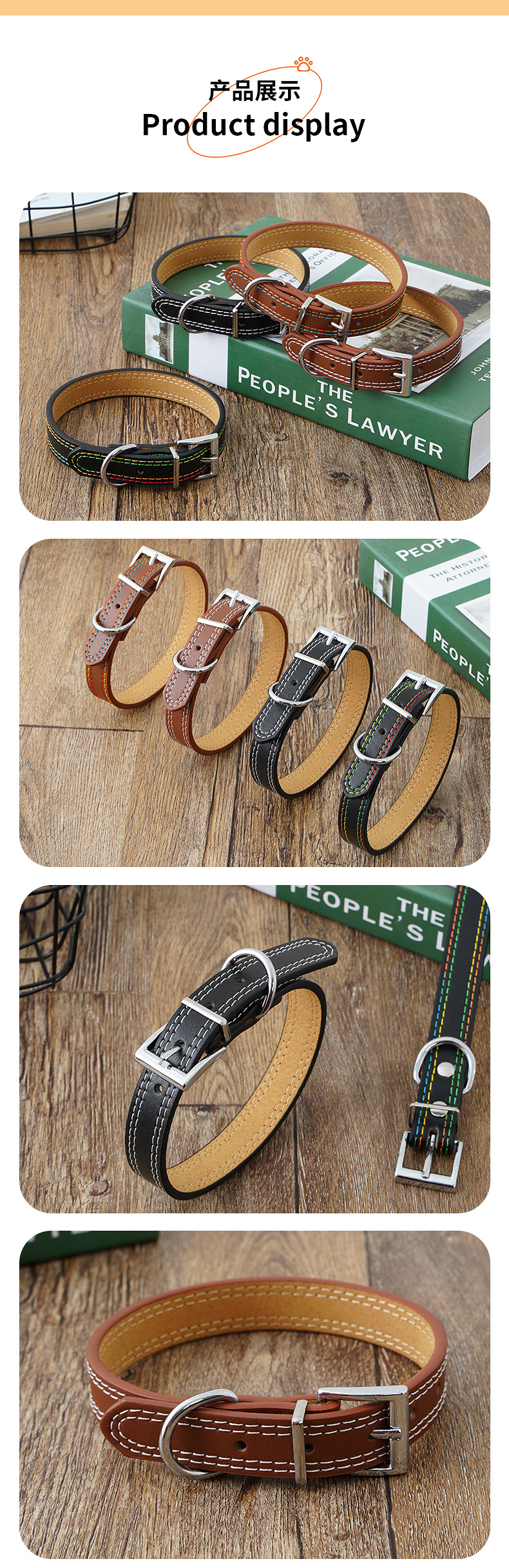 Wholesale of pet collars, super-fine leather dog leashes, large, medium and small dog neck collars and cat and dog neck collars from the manufacturer pic 13