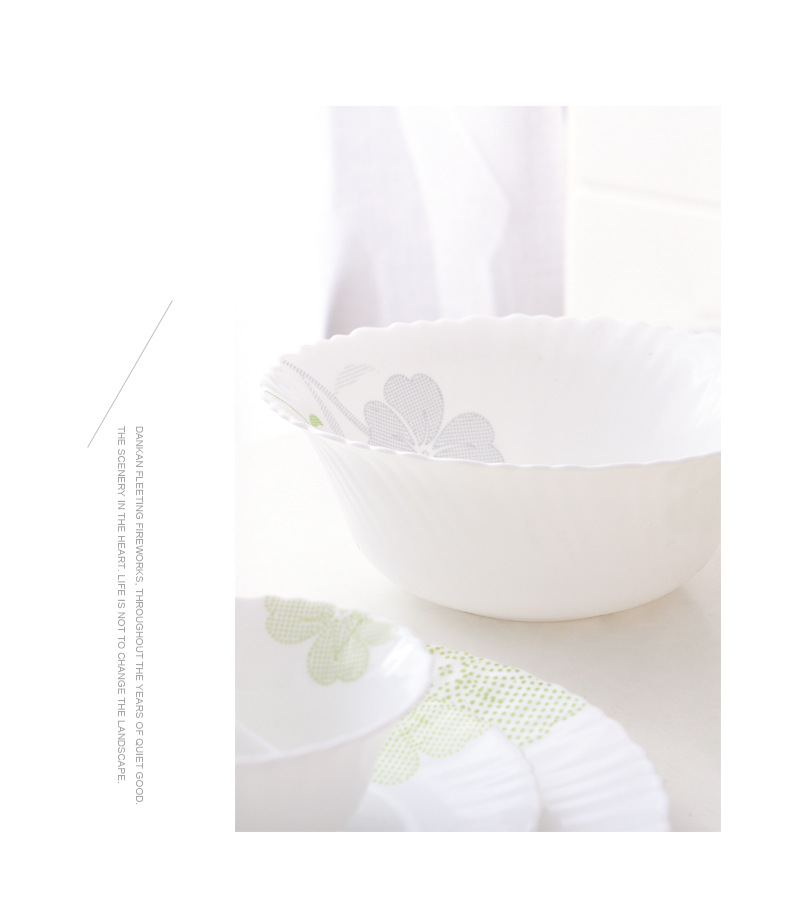 Chinbull centrifugal process lace deep plate, white jade glass heat-resistant dinner plate and vegetable plate, elegant world pic 7