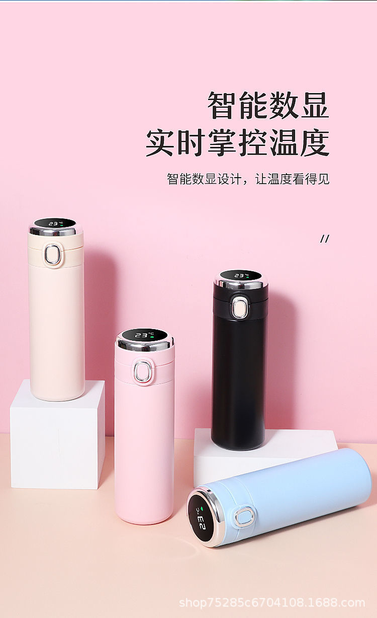智能显温水杯 弹跳豌豆杯 保温杯 304不锈钢创意休闲可爱弹跳礼品杯 不锈钢保温杯 真空保温杯 咖啡杯 水杯 食品级材质详情5
