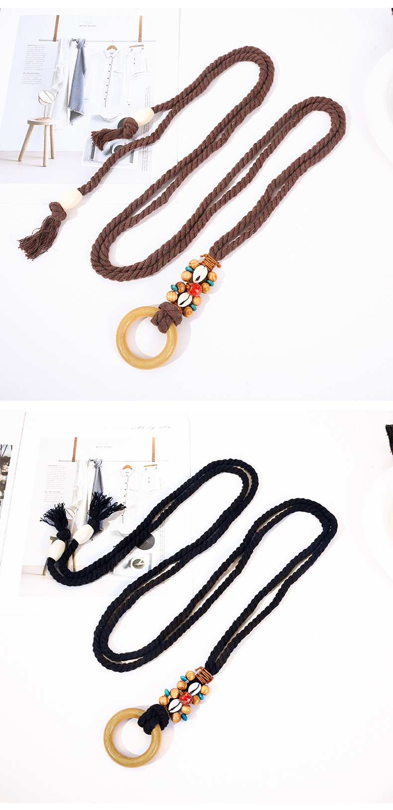 编织腰带女装饰连衣裙复古时尚圆环打结细腰链收腰棉麻绳子配饰详情19