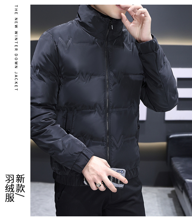 国标羽绒服男式冬季新款高端白鸭绒外套潮牌短款立领男装一件代发详情24